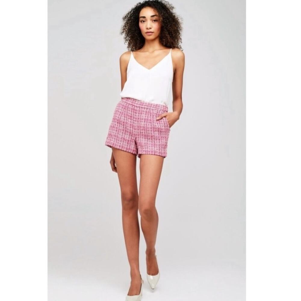 L’Agence Ashton Tweed Shorts in Pink.